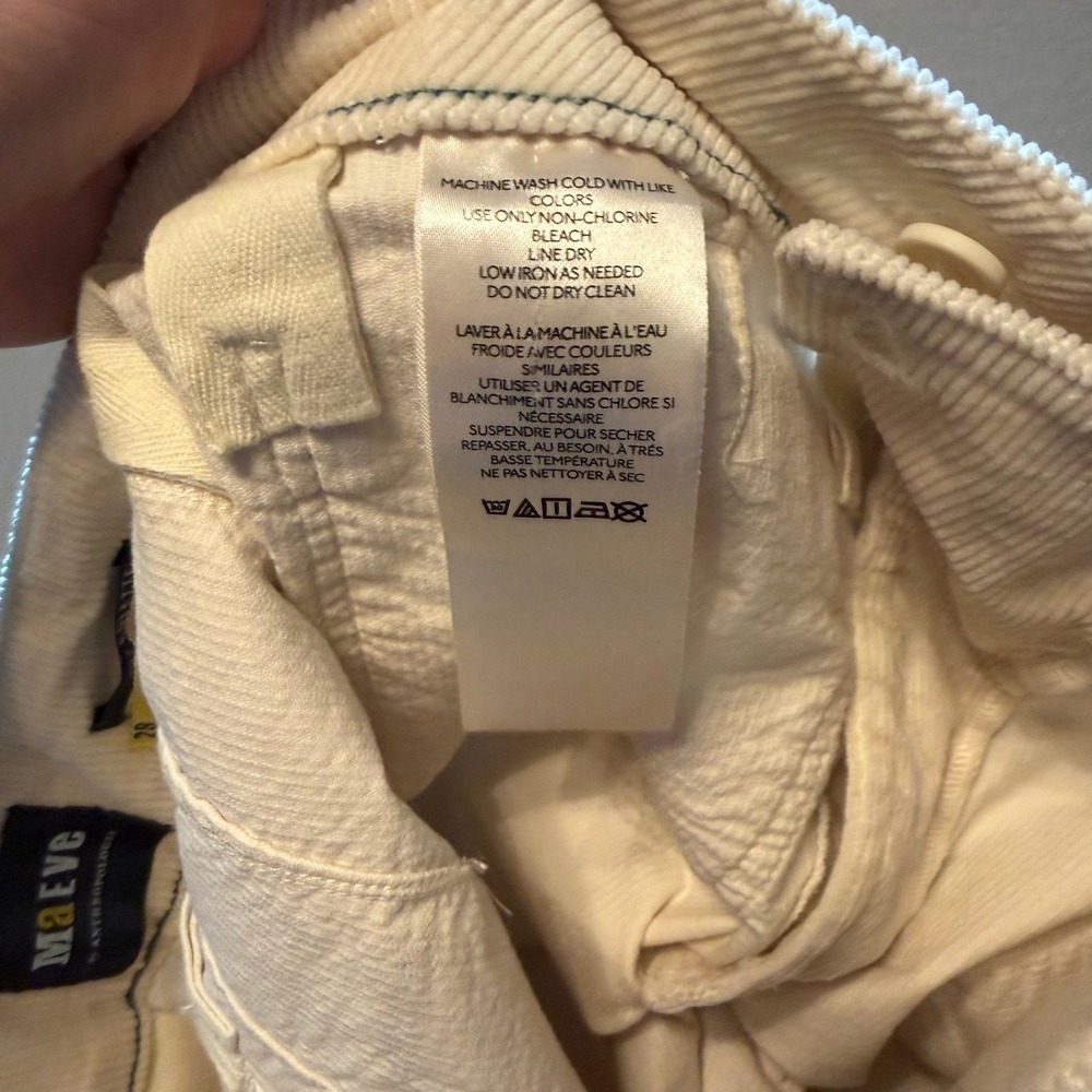 Maeve Colette Wide Leg Corduroy Pants Cream Womens Size 28 - Picture 12 of 13
